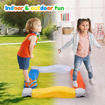 8-Piece Non-Slip Balance Beam Stepping Stones Plastic Indoor/Outdoor Play