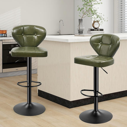 Adjustable Bar Stools – PU Leather, Swivel, with Backrest Set of 2