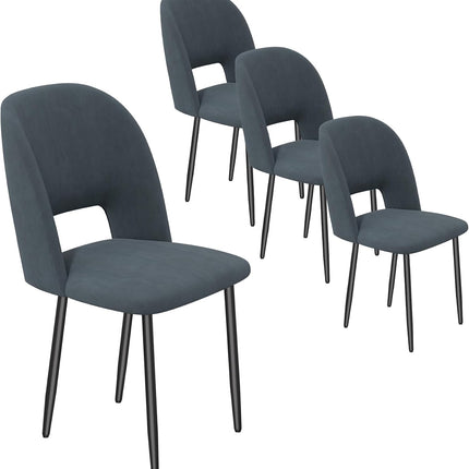 Corduroy Dining Chairs – 46cm Seat, Metal Legs, Set of 2