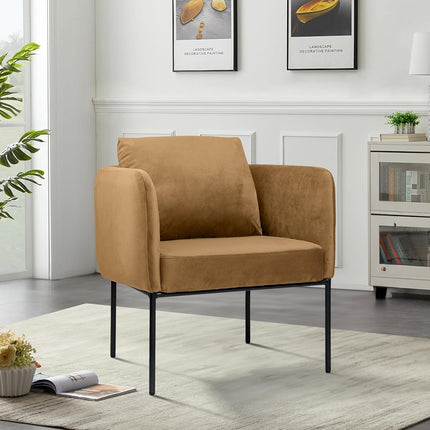 Modern Accent Chair – Soft Back, Metal Frame, Upholstered