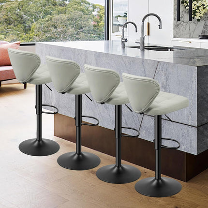 Adjustable Bar Stools – PU Leather, Swivel, with Backrest Set of 2