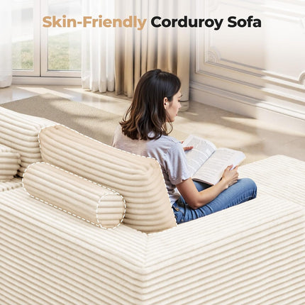 111” Modular L-Shaped Cloud Sofa – No Assembly Deep Seat