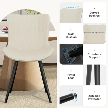 PU Leather Dining Chairs – Metal Legs, Modern Design Set of 4