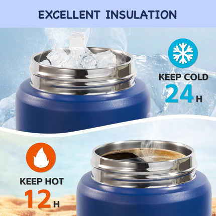 Stainless Steel Kids Insulated Bottles 2-Pack, Leak-Proof with Straw