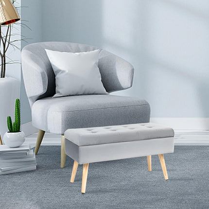 Storage Ottoman Bench – Upholstered, Safety Hinge, for Bedroom