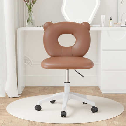Adjustable Kids Desk Chair – Teddy Fabric, on Wheels, with Back