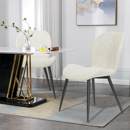 Velvet Dining Chairs – Thick Cushions, Metal Legs Set of 2
