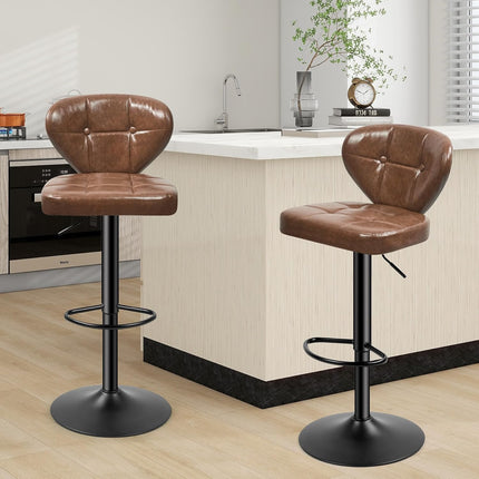 Adjustable Bar Stools – PU Leather, Swivel, with Backrest Set of 2