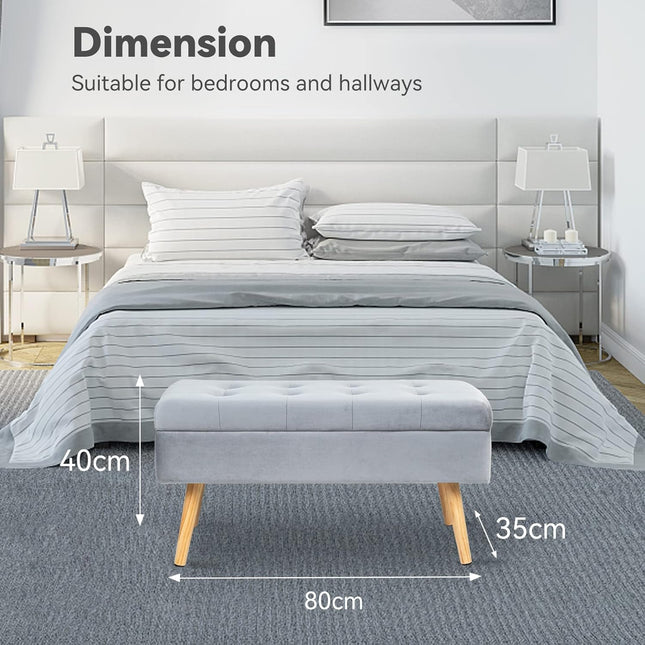 Storage Ottoman Bench – Upholstered, Safety Hinge, for Bedroom