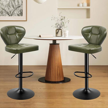 Adjustable Bar Stools – PU Leather, Swivel, with Backrest Set of 2