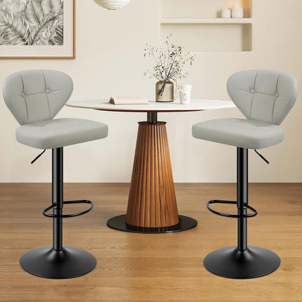 Adjustable Bar Stools – PU Leather, Swivel, with Backrest Set of 2