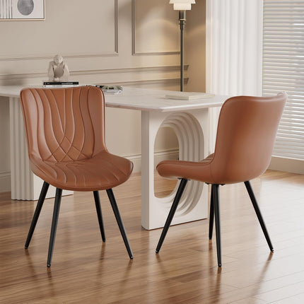 PU Leather Dining Chairs – Metal Legs, Modern Design Set of 4
