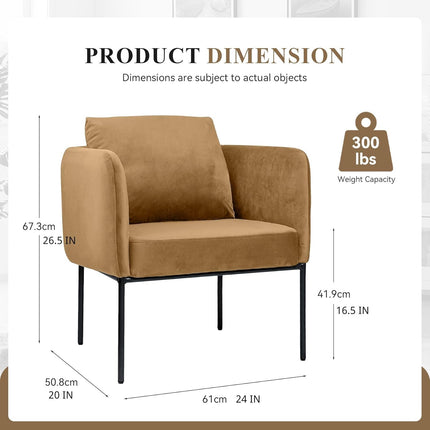 Modern Accent Chair – Soft Back, Metal Frame, Upholstered