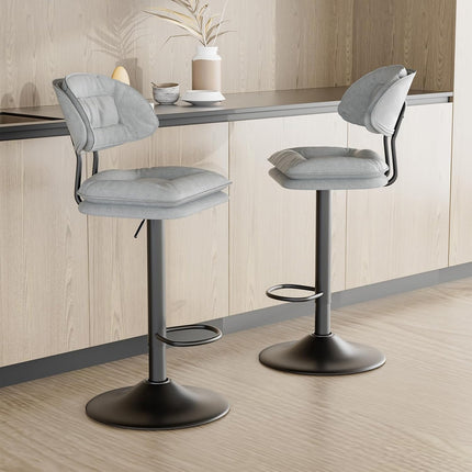 Adjustable Padded Bar Stools Double Layer with Backrest Set of 2