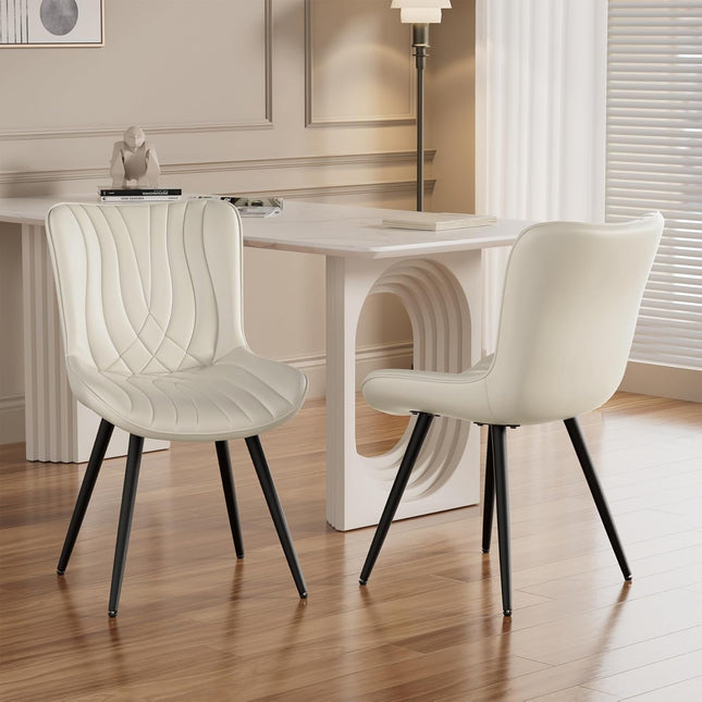 PU Leather Dining Chairs – Metal Legs, Modern Design Set of 4