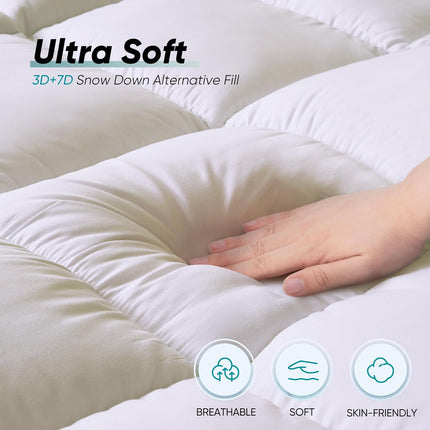 Full-Size Memory Foam Mattress Topper 4" Dual-Layer