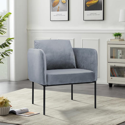 Modern Accent Chair – Soft Back, Metal Frame, Upholstered
