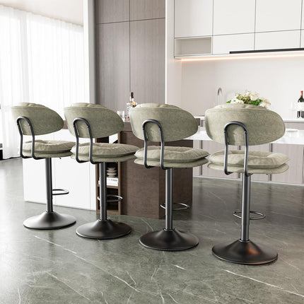 Adjustable Padded Bar Stools Double Layer with Backrest Set of 2