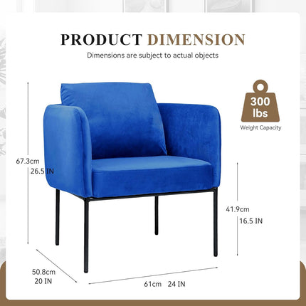 Modern Accent Chair – Soft Back, Metal Frame, Upholstered