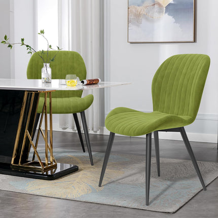 Velvet Dining Chairs – Thick Cushions, Metal Legs Set of 2