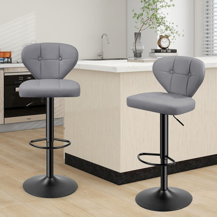 Adjustable Bar Stools – PU Leather, Swivel, with Backrest Set of 2