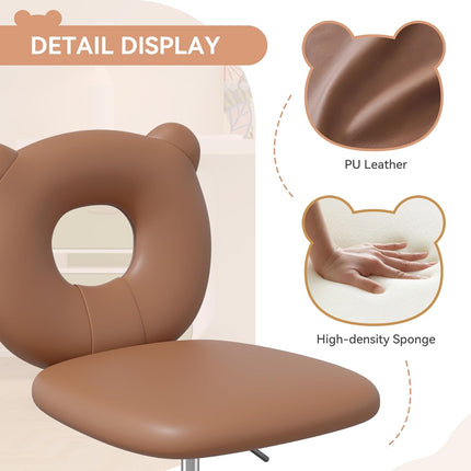 Adjustable Kids Desk Chair – Teddy Fabric, on Wheels, with Back