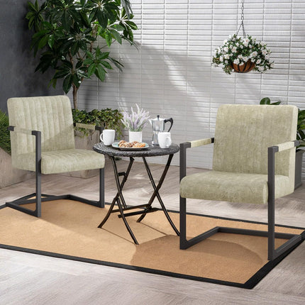 Faux Leather Dining Chairs – Padded, Metal Legs Set of 2
