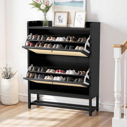 Slim Entryway Shoe Storage Cabinet Modern Freestanding Shoes Organizer