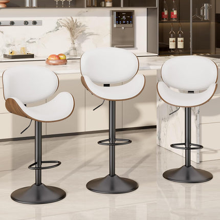 Swivel Bar Stools with Back & Footrest Set of 4