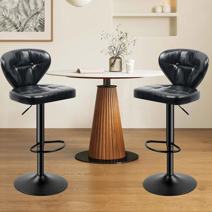 Adjustable Bar Stools – PU Leather, Swivel, with Backrest Set of 2