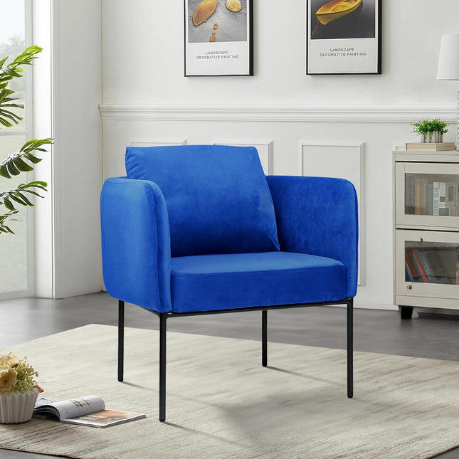 Modern Accent Chair – Soft Back, Metal Frame, Upholstered