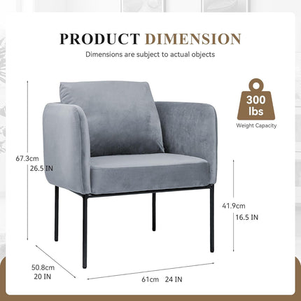 Modern Accent Chair – Soft Back, Metal Frame, Upholstered