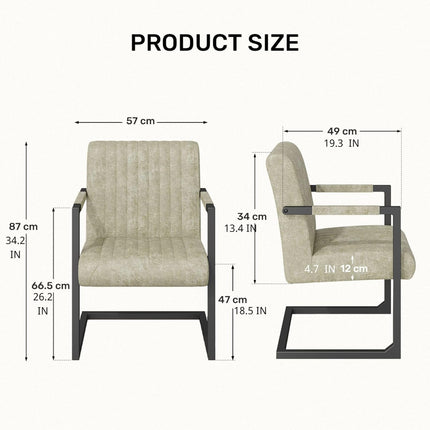 Faux Leather Dining Chairs – Padded, Metal Legs Set of 2