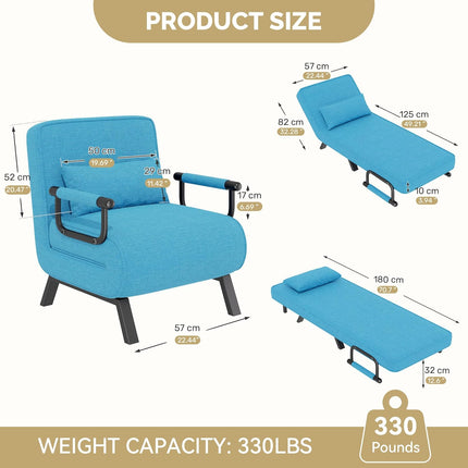 4-in-1 Folding Sofa Bed – Adjustable 150kg Capacity Metal Frame