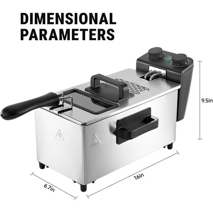 5L Deep Fryer with Basket Time & Temperature Control
