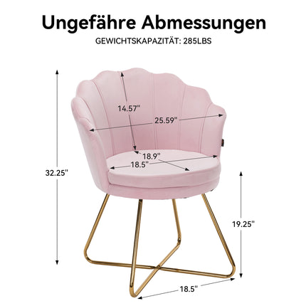 Modern Accent Chair – Petal Back Gold Metal Legs 130kg Capacity