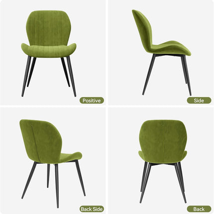 Velvet Dining Chairs – Thick Cushions, Metal Legs Set of 2