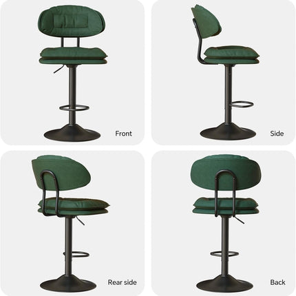 Adjustable Padded Bar Stools Double Layer with Backrest Set of 2