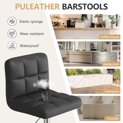 Modern PU Leather Adjustable Bar Stools Set of 2