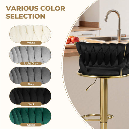 Velvet Swivel Adjustable Counter Height Bar Stools Set of 2