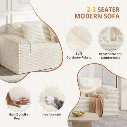 75” Cloud Corduroy Loveseat No Assembly Deep Seat Sofa