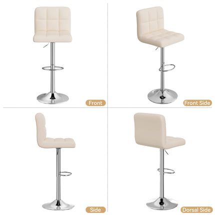 Modern PU Leather Adjustable Bar Stools Set of 2