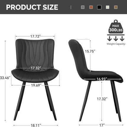 PU Leather Dining Chairs – Metal Legs, Modern Design Set of 4