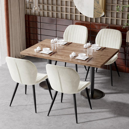 Velvet Dining Chairs – Thick Cushions, Metal Legs Set of 2