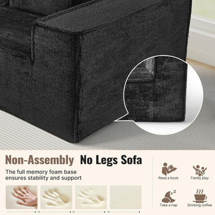 77” Chenille Cloud Loveseat  No Assembly with 2 Pillows