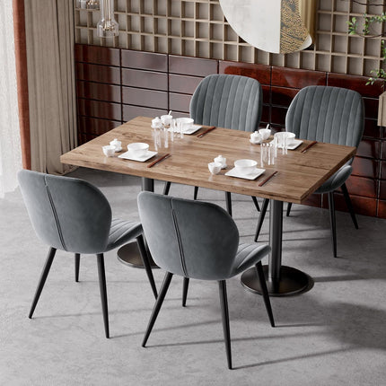 Velvet Dining Chairs – Thick Cushions, Metal Legs Set of 2