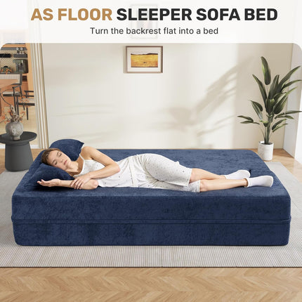 78” Velvet Sofa Bed 2-in-1 Memory Foam No Assembly