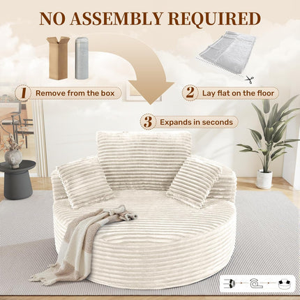 55” 3.5cm Thick Corduroy Foam Sofa – Round, with Pillows