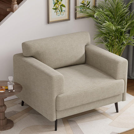 Linen Fabric Comfy Upholstered Armchair Single Sofa