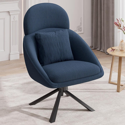 Swivel Accent Chair – Corduroy, Adjustable Headrest, Oversized
